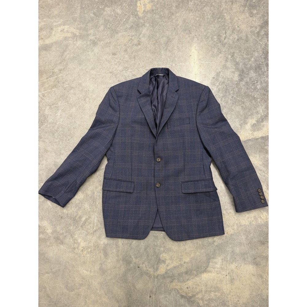 Ralph Ralph Lauren Blazer 40S Blue Windowpane Check 100% Wool Sport Coat
